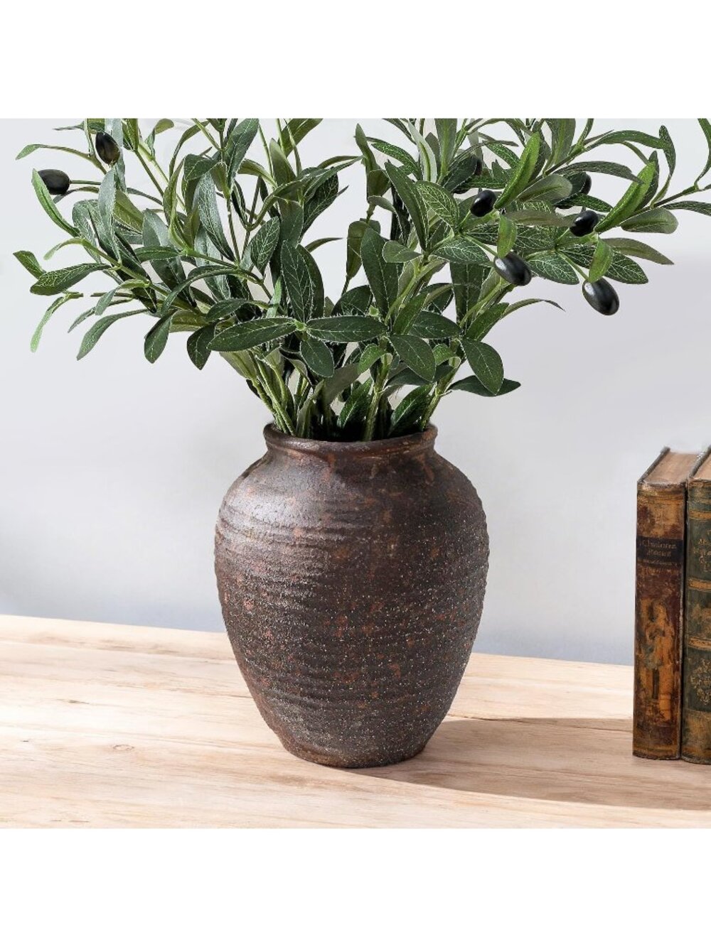 7.4 Inch Rustic Farmhouse Pottery Ceramic Flower Vase For Kitchen Decoration